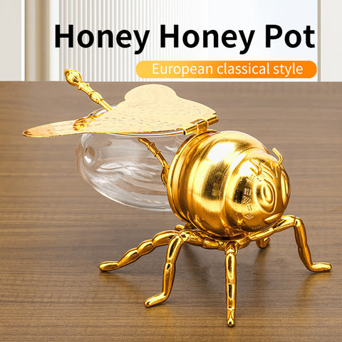 Pot à sucre en forme d'abeille de style classique, pot d'assaisonnement avec cuillère, artisanat en métal, gadgets de cuisine