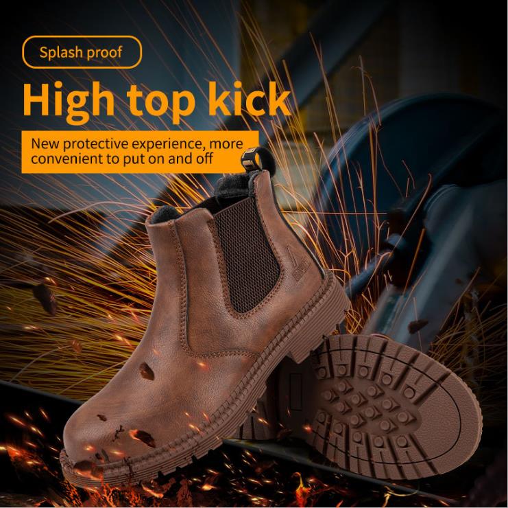 Construction Site Cowhide Breathable Waterproof Anti Smashing Welder Shoes Wear Resistant Safety Work Boots - Fashionner
