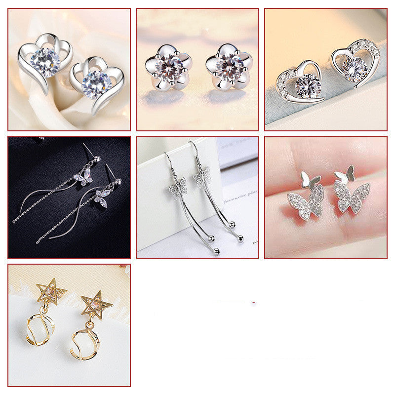 Buy S925 Sterling Silver Suit Female Combination Exquisite Fashion Long Bow Earrings online at Fashionner.