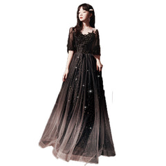 Spring Art Exam Black Xianqi Student Host Annual Party Dress - Fashionner
