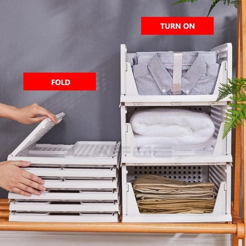 Organiseur de penderie pliable et empilable multifonctionnel pour vêtements (Lot de 2)