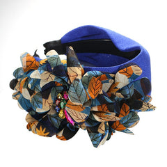 Diamond inlaid fabric flower toothed anti slip exaggerated headband - Fashionner