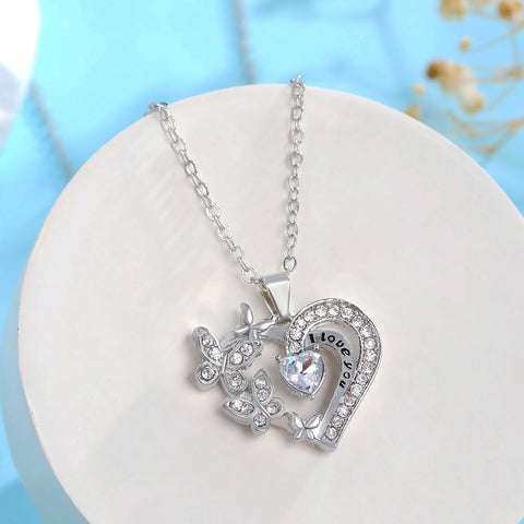 Collier papillon Ins avec strass, pendentif chaîne de clavicule creuse en forme de cœur, tendance et personnalisé, pour la Saint-Valentin
