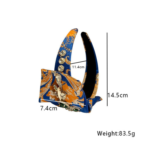 Heavy Industry Handmade Fabric and Diamond Set Fashion Hair Hoops for Women - Fashionner