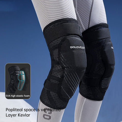 Genouillères de ski professionnelles en EVA épaissi pour l'extérieur, protection antichoc pour le patinage à roulettes, équipement de protection à double sangle