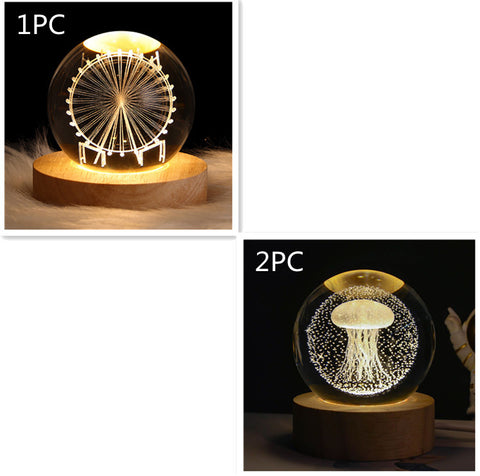 Ciel étoilé lumineux et planètes Lune Cristal de Lune Veilleuse Lampe de projection Lumière d'ambiance Cadeau créatif Nouveau cadeau insolite