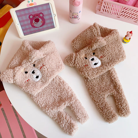 Buy Winter Women Novelty Warm Cute Bear Plush Scarf Lamb Wool online at Fashionner.