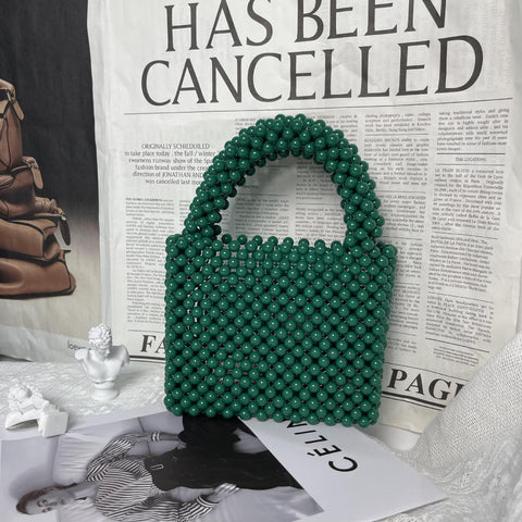 Sacs perles à la mode, sacs à main perles de couleur unie
