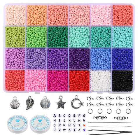 Perles en vrac de couleur de verre ménager, ensemble de 24 couleurs