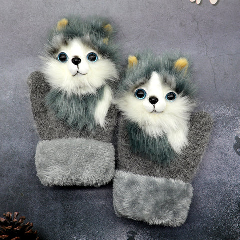 Gants d'hiver en peluche animaux pour femmes