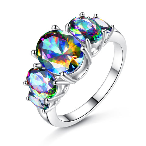Anneau de couple ovale couleur simple