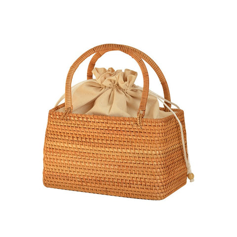 Panier pur fait à la main style nordique panier de rangement pique-nique voyage sac à main tressé en rotin pour femmes