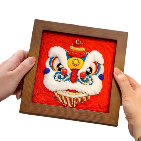 Kit de Matériel DIY Feutre de Laine Piqué Broderie Lion
