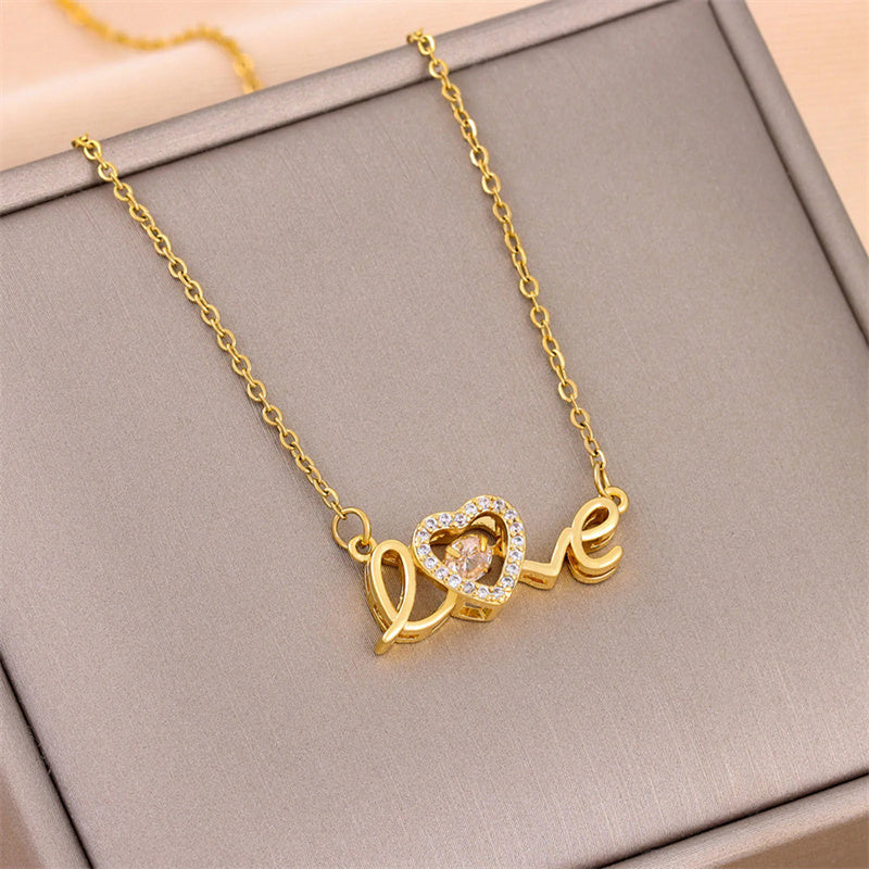 Valentines Day Gift New Titanium Steel Necklace Fashion New Love Smart Necklace Female Clavicle Chain Fashion Jewelry Woman - Fashionner