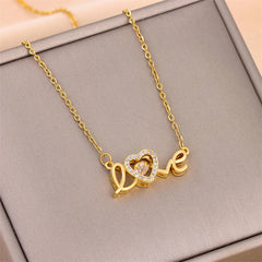 Valentines Day Gift New Titanium Steel Necklace Fashion New Love Smart Necklace Female Clavicle Chain Fashion Jewelry Woman - Fashionner