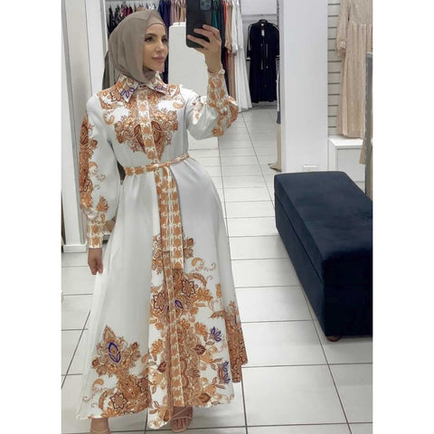 Robe trapèze à imprimé arabe pour femme musulmane