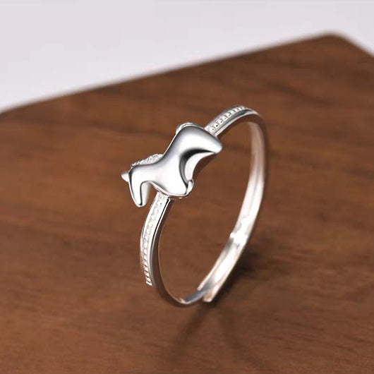 Buy 1 Piece 999 Sterling Silver Rocking Horse & Coin Open Ring, Cute Lucky Style, For Daily Wear & Gifting online at Fashionner.