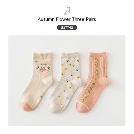 Cartoon Mid Tube Trendy Cotton Women's Socks - Fashionner