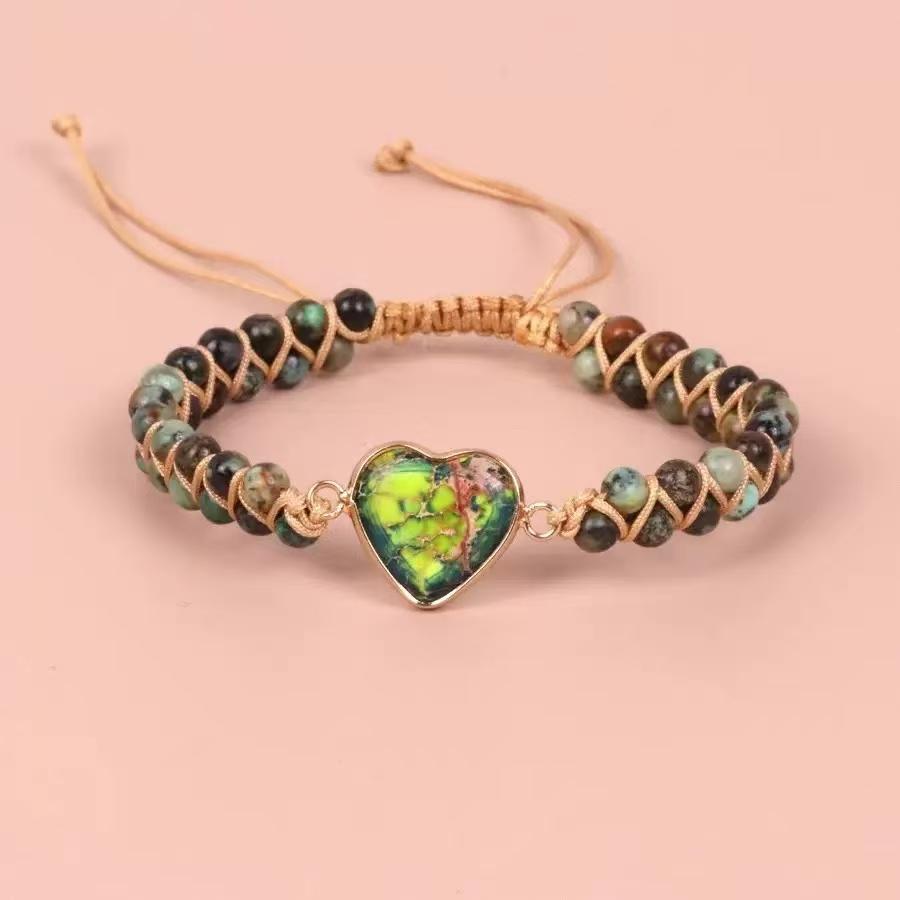 Buy Heart-Shaped Pendant Bracelet, Double-Layer Beaded Woven Bracelet, Friendship And Couple Bracelet online at Fashionner.