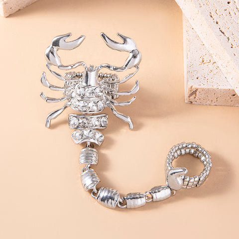 Grande Bague Scorpion Or Argent Cristal Scorpion Queue Élastique Bagues Double Doigt Pour Femmes Hommes