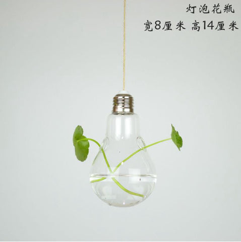 Vase suspendu en verre transparent simple, petite bouteille suspendue hydroponique