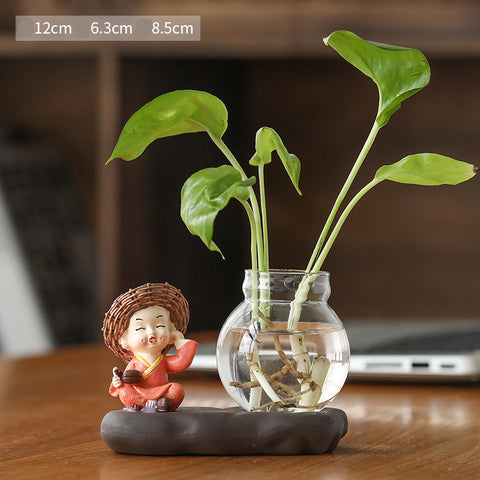 Radis Vert Hydroponique Pots de Plantes et Ustensiles Décorations de Bureau Transparentes Ameublement