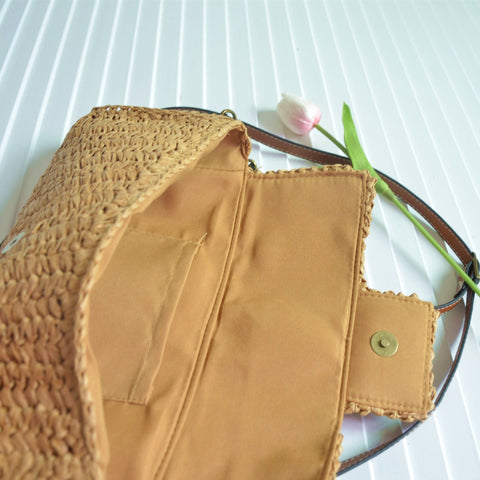 Straw Fashion Vintage Leopard Print Crossbody Bag - Fashionner