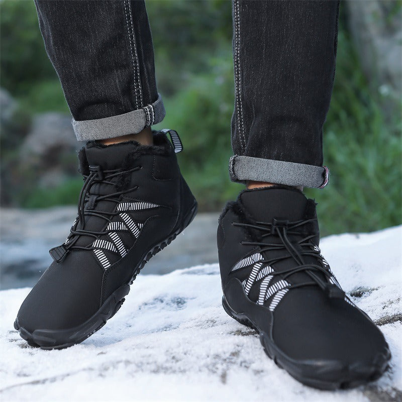 High top snow boots, cross-border new outdoor hiking, camping, and mountaineering shoes, skiing, anti slip, plush, and warm oversized cotton shoes - Fashionner