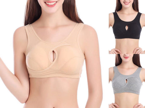 Soutien-gorge Grande Taille pour Femmes, Coton Anti-Choc, Haut de Nuit, Sans Boucles, Lingerie Sans Armature avec Coussinets Amovibles