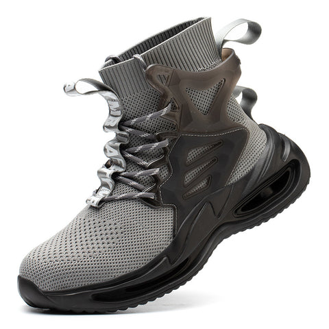 New High-Top Shoes Men's Anti-Smashing And Anti-Piercing Steel-Toed Protective Safety Shoes Lightweight And Breathable Work Shoes - Fashionner