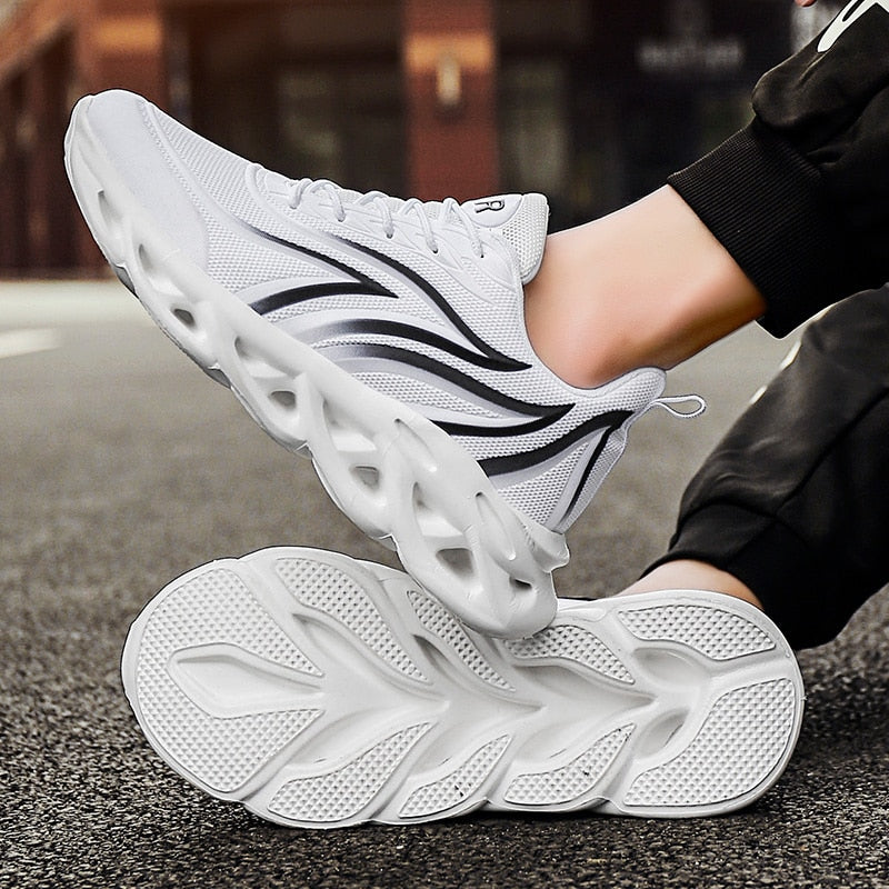 Men's Flame Printed Sneakers Flying Weave Sports Shoes Comfortable Running Shoes Outdoor Men Athletic Shoes - Fashionner
