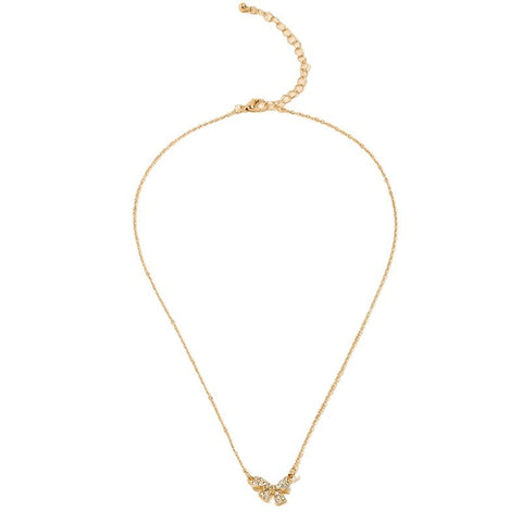 Sweet Light Luxury Metal Diamond Bow Necklace For Women - Fashionner