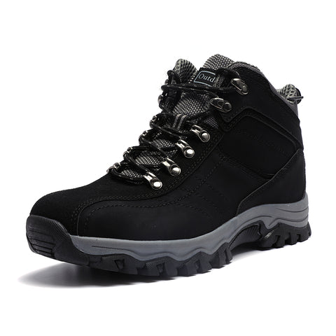 Autumn and Winter Large Men Outdoor Mountaineering Shoes High Top Large Sized Hiking Shoes One Piece Tongue Casual Mountaineer - Fashionner