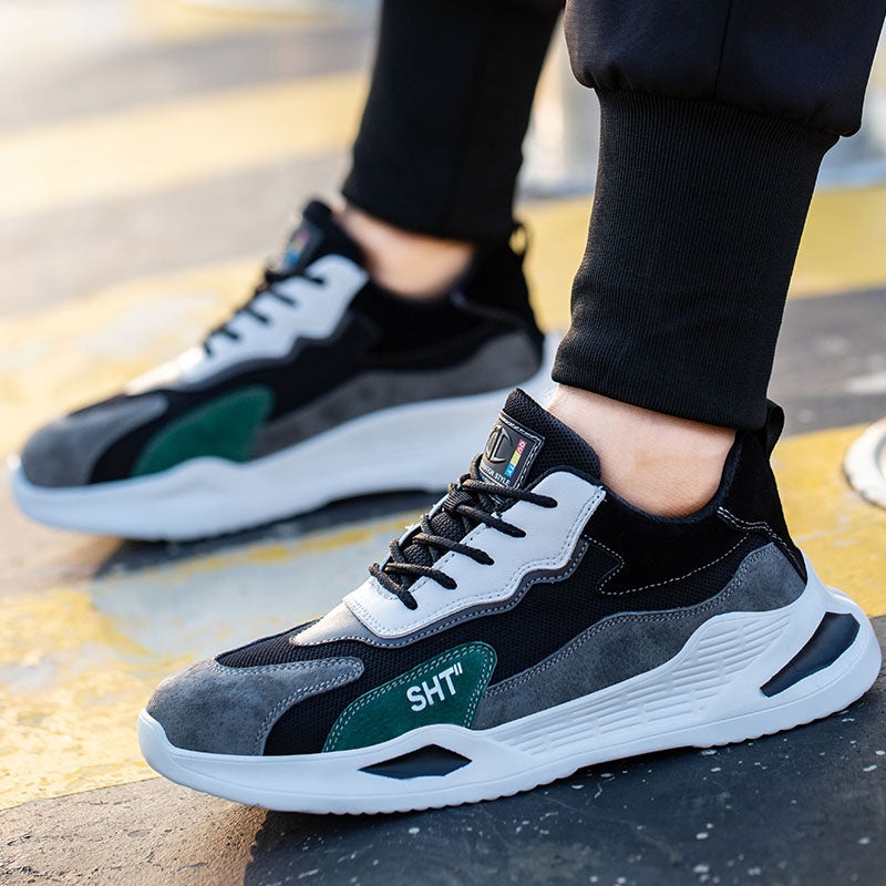 New Men's Anti Smash And Anti Puncture Breathable Work Shoes Steel Toe Cap Protective Shoes Safety Shoes - Fashionner