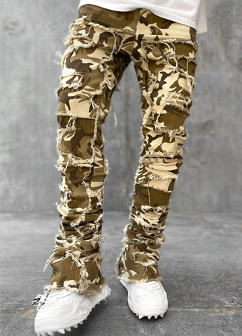 Men Trousers Individual Patched Pants Long Tight Fit Stacked Jeans For Mens Clothing - Fashionner