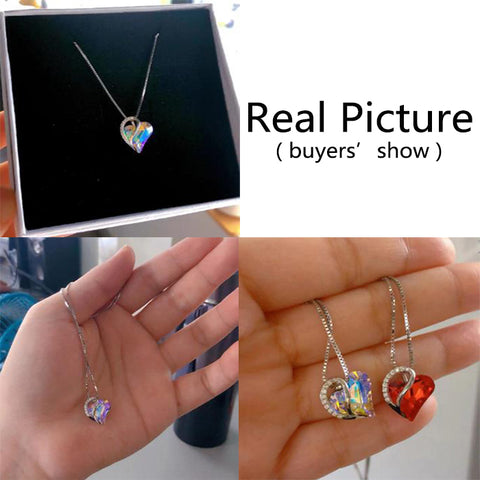 925 Sliver Heart Shaped Geometric Necklace Jewelry Women's Clavicle Chain Valentine's Mothers Day Gift - Fashionner