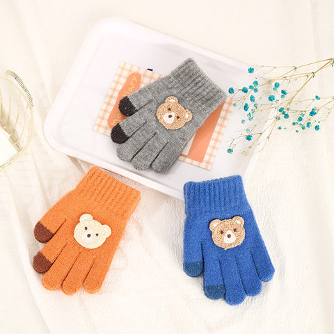 Gants en laine tricotés à cinq doigts pour enfants
