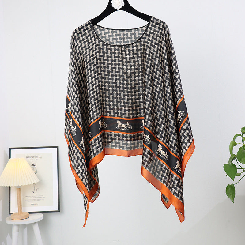 Artificial Silk Pullover Sunscreen Scarf Shawl - Fashionner