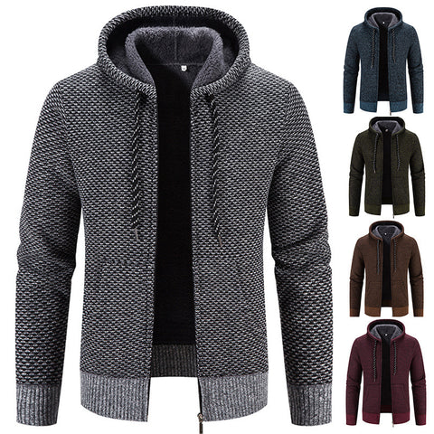 Manteau d'hiver avec fermeture éclair, couleur unie, manches longues, cordon de serrage avec capuche, pour rester au chaud, décontracté, épais, en peluche, pour un usage quotidien.