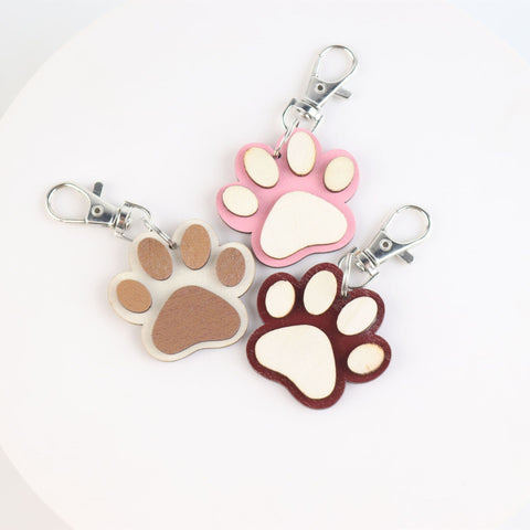 Pendentif Porte-clés Patte en Bois Créatif