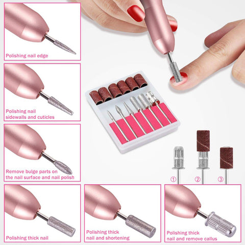 Electric Nail Drill Machine Manicure Machine Set USB Charging Mill Cutter For Manicure Nail File Pedicure Tool Nail Drill Set - Fashionner
