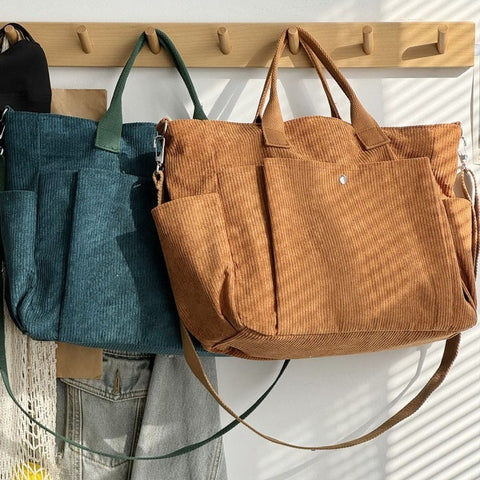Sacs à bandoulière en velours côtelé épais, simples, passe-partout, sacs de cours, sacs de loisirs pour étudiants, sacoche artistique portable