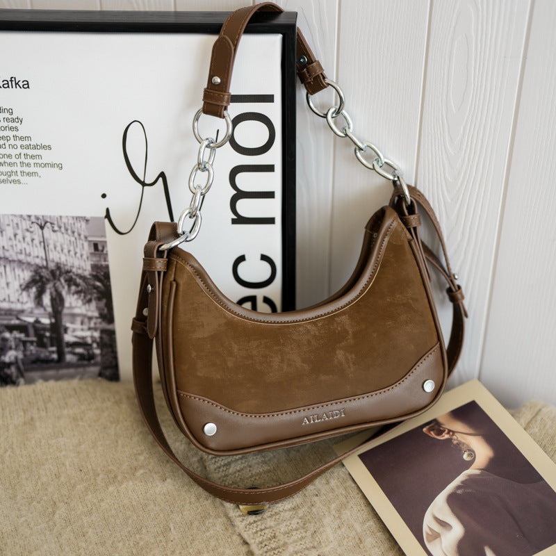 Women's Frosted Vintage Autumn And Winter Textured Shoulder Messenger Bag