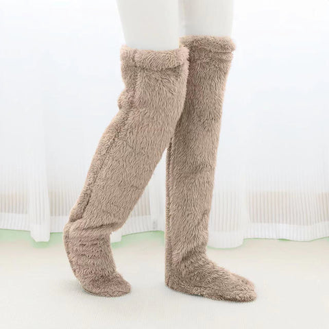 Buy Over Knee High Fuzzy Long Socks Winter Warm Cold Leg Knee Joint Cold-Proof Stockings Home Floor Sleeping Socks online at Fashionner.