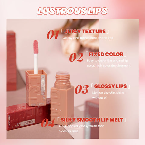 Laque à Lèvres Effet Miroir sans Transfert, Rouge à Lèvres Hydratant Longue Tenue
