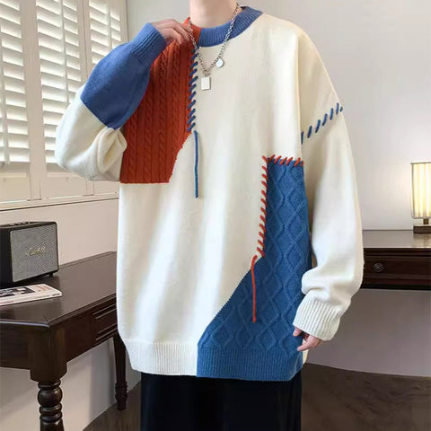 Pull colorblock Pull-over Hiver Mode Manche longue Vêtements pour hommes