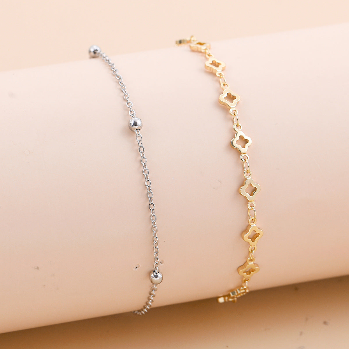 Buy Bohemian-Style Cross And Double-Heart Multi-Layer Anklet online at Fashionner.