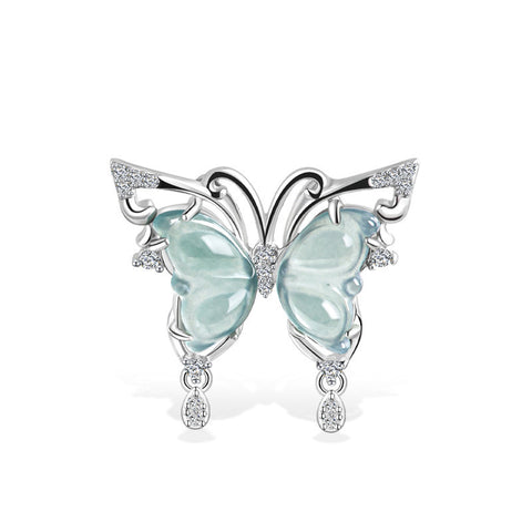 Bagues et boucles d'oreilles tendance pour femme, incrustation en argent S925 et pierre de jade de glace