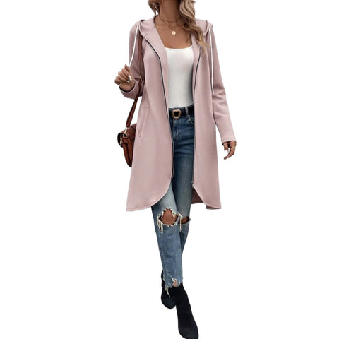 Personality Street Zip Hooded Long Velvet Lining Sweatshirt