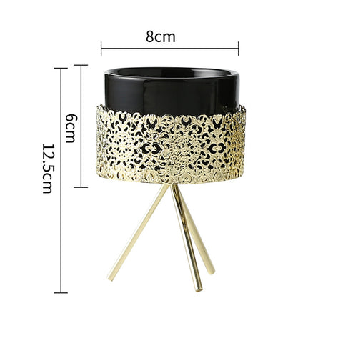 Pot hydroponique en céramique avec cadre en fer nordique simple pour plante verte